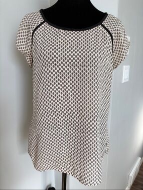Scotch & Soda Black and Cream Printed Cap Sleeve Blouse